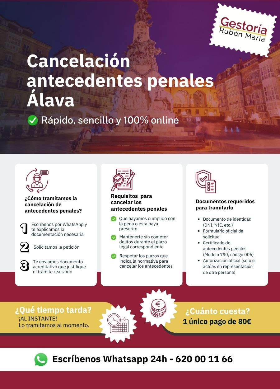Trámite de cancelación de antecedentes penales en Álava con asesoramiento profesional