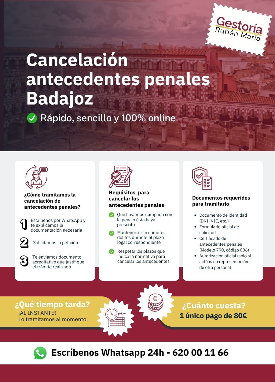 Trámite de cancelación de antecedentes penales en Badajoz con asesoramiento profesional