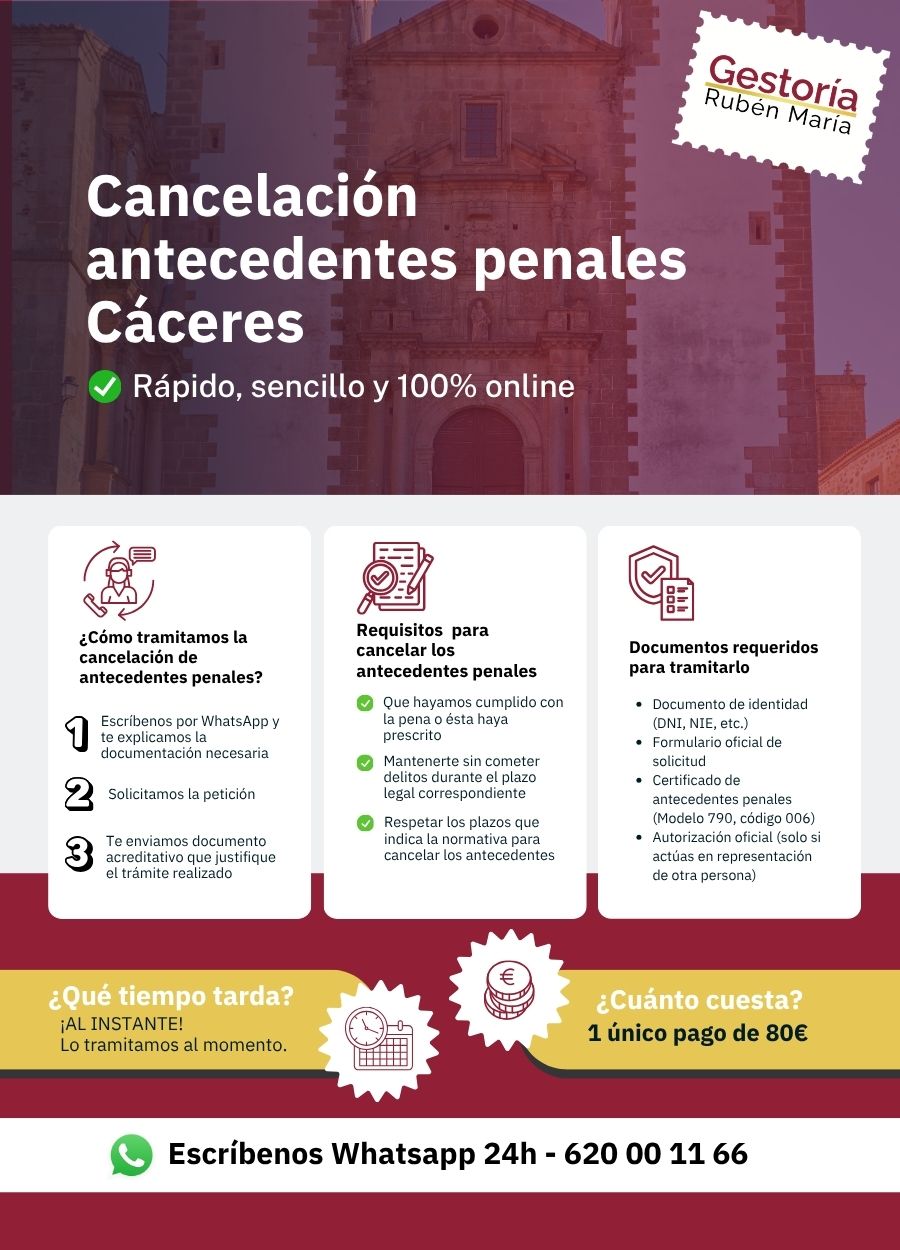 Trámite de cancelación de antecedentes penales en Cáceres con asesoramiento profesional