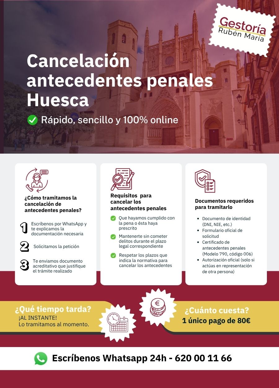Trámite de cancelación de antecedentes penales en Huesca con asesoramiento profesional