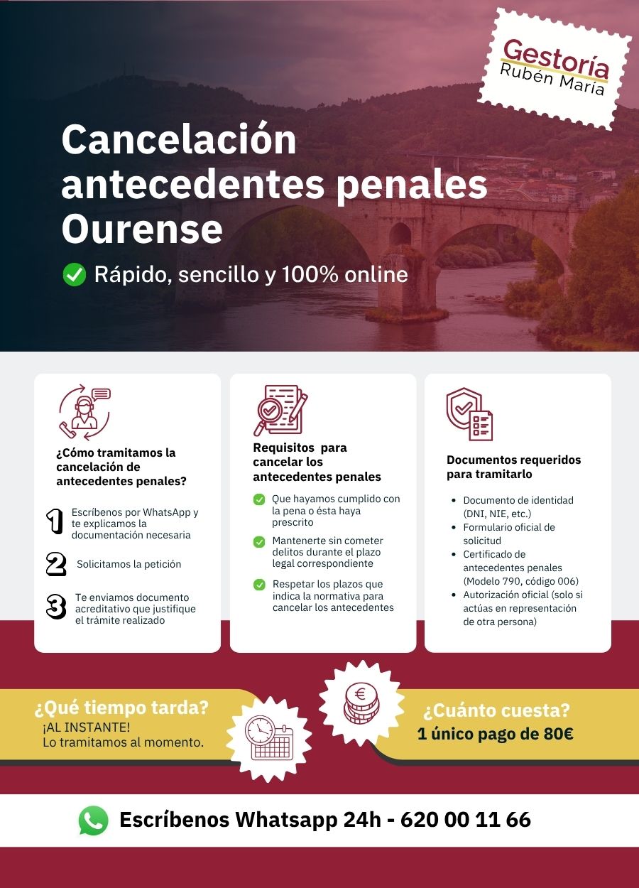 Trámite de cancelación de antecedentes penales en Ourense con asesoramiento profesional