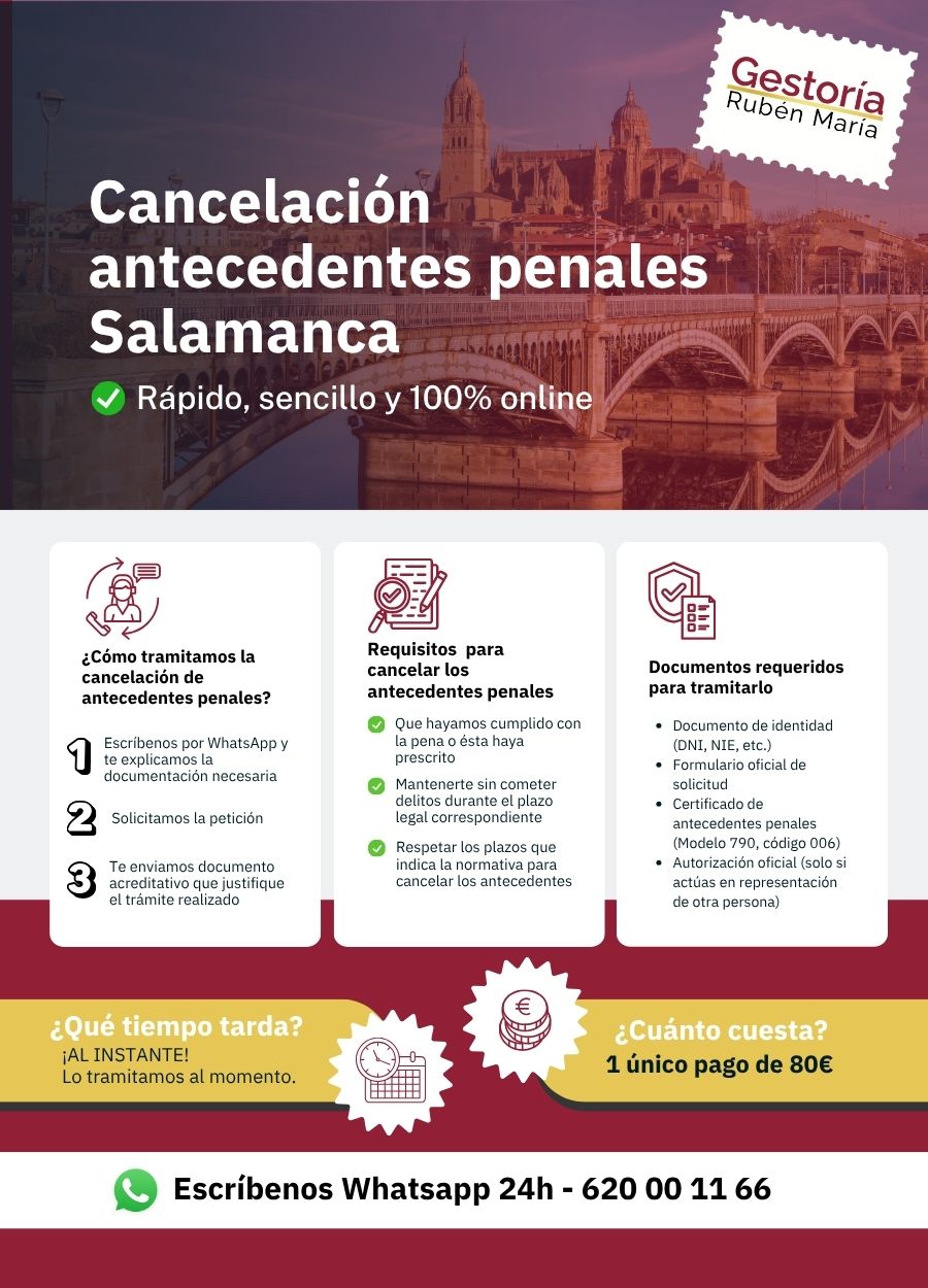 Trámite de cancelación de antecedentes penales en Salamanca con asesoramiento profesional