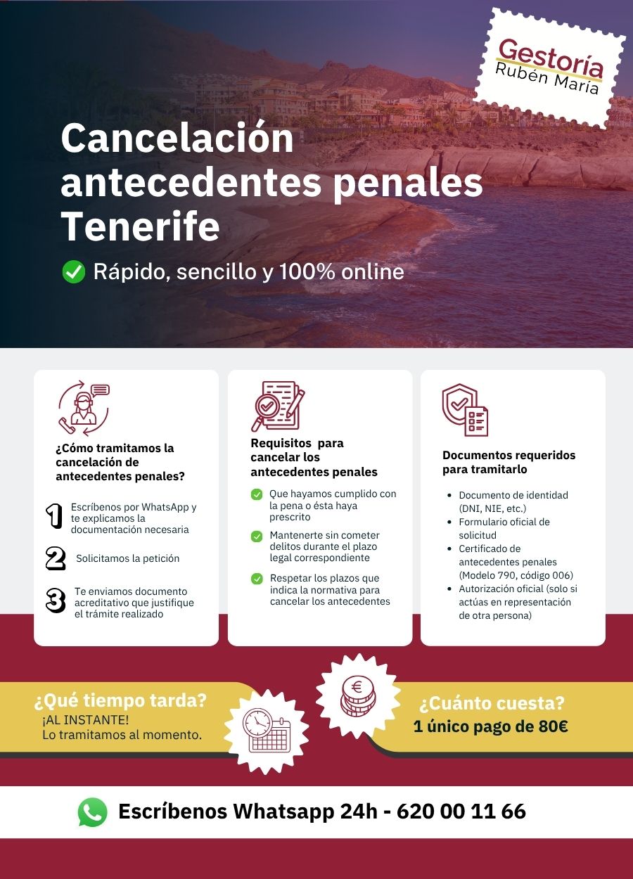 Trámite de cancelación de antecedentes penales en Tenerife con asesoramiento profesional