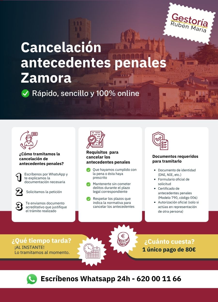 Trámite de cancelación de antecedentes penales en Zamora con asesoramiento profesional