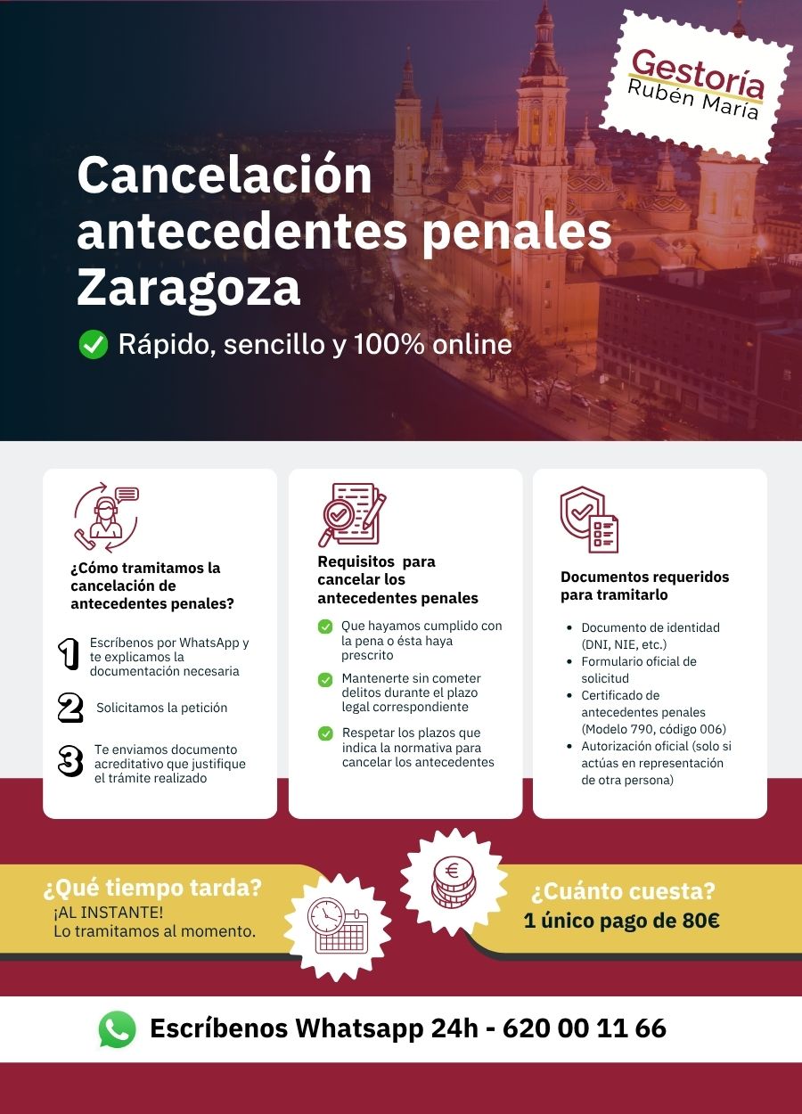 Trámite de cancelación de antecedentes penales en Zaragoza con asesoramiento profesional