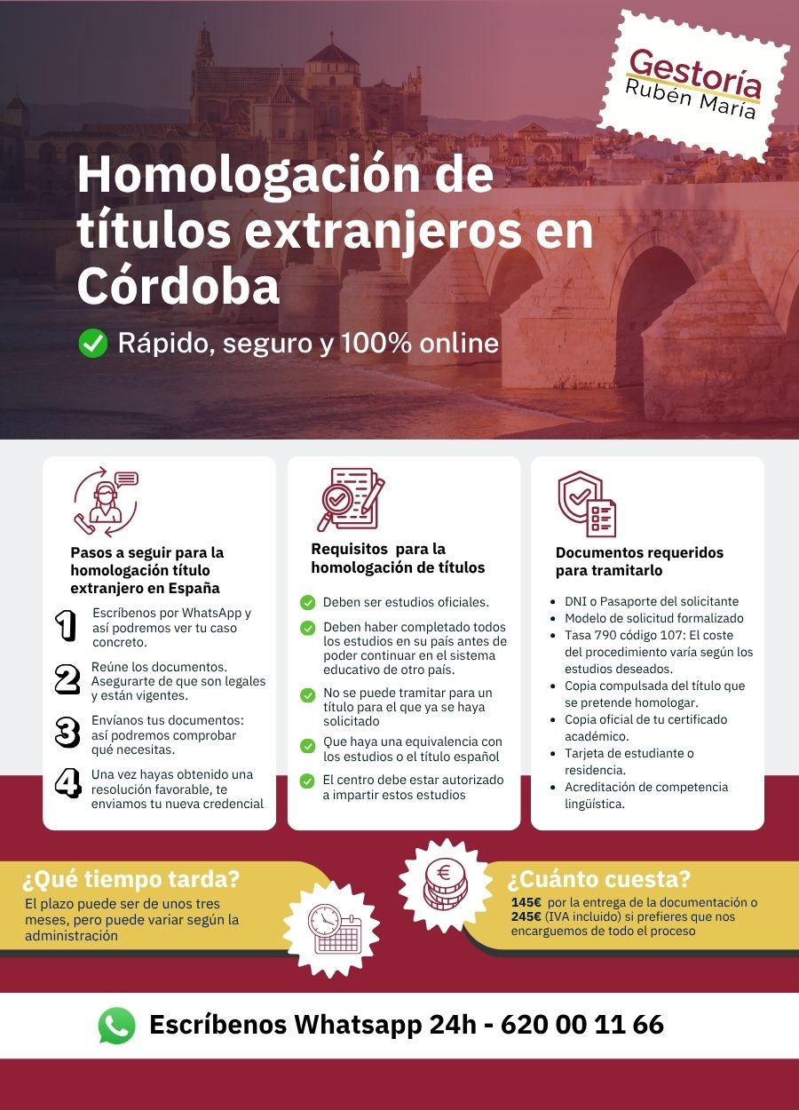 Servicio de homologación de título extranjero en Córdoba por Gestoría Rubén María