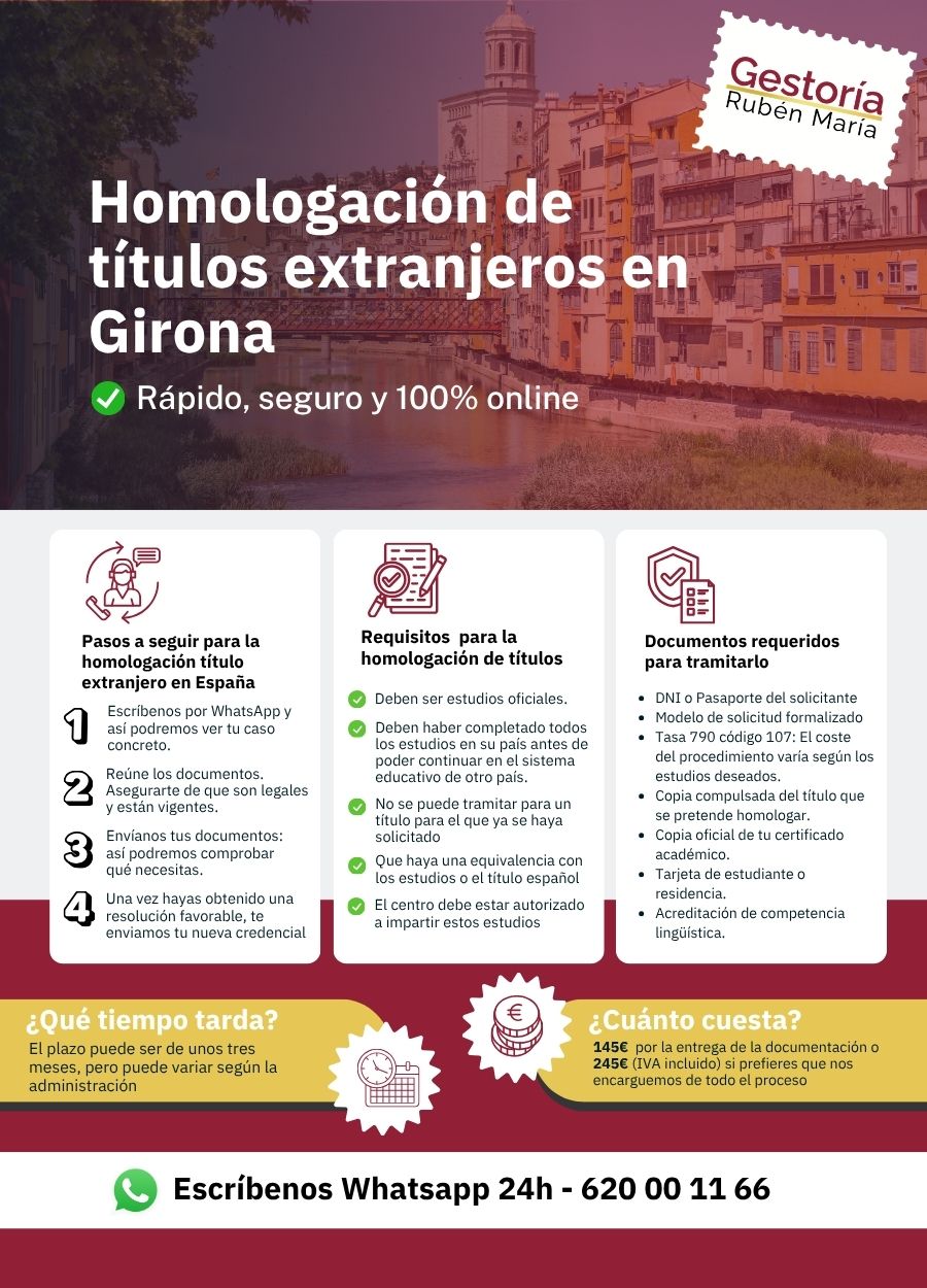 Servicio de homologación de título extranjero en Girona por Gestoría Rubén María