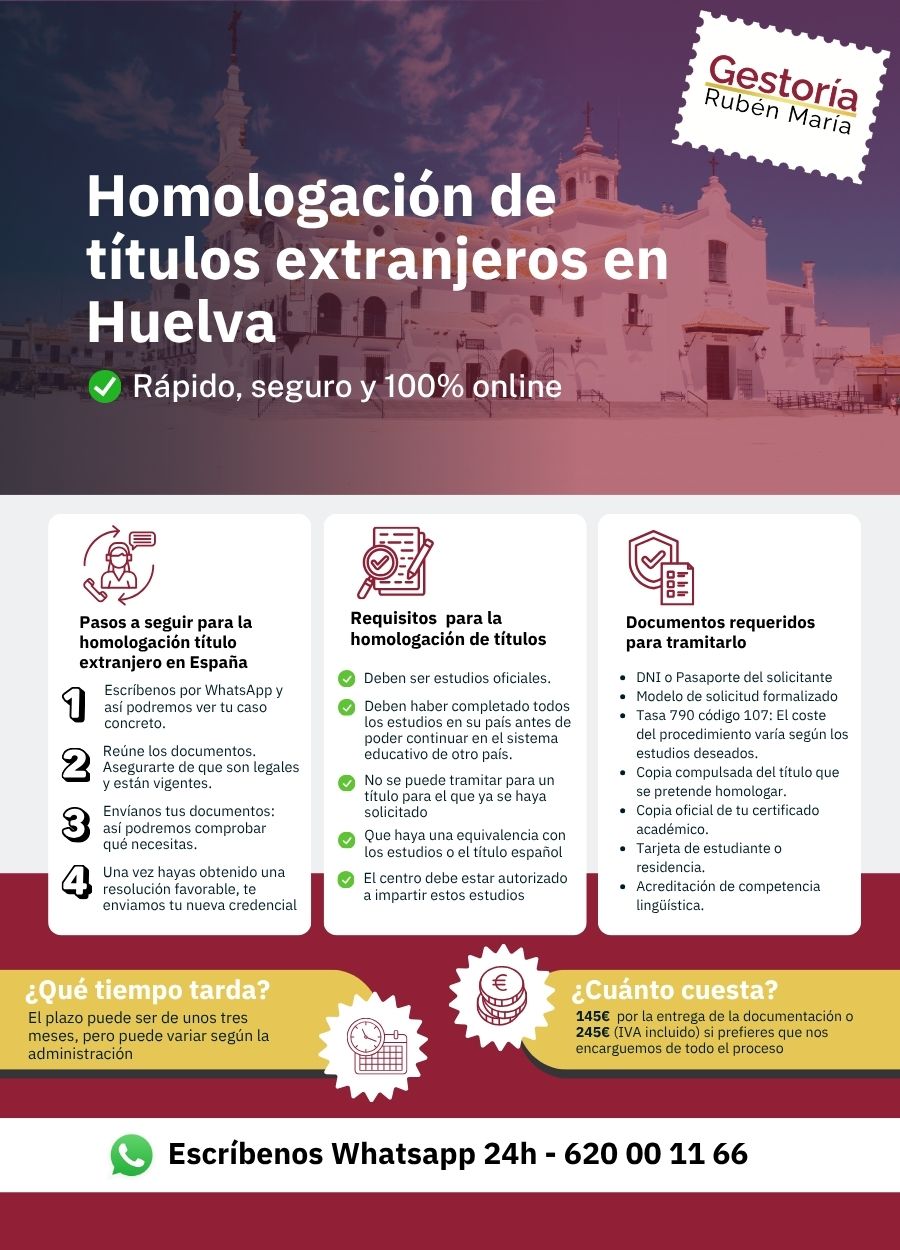 Servicio de homologación de título extranjero en Huelva por Gestoría Rubén María