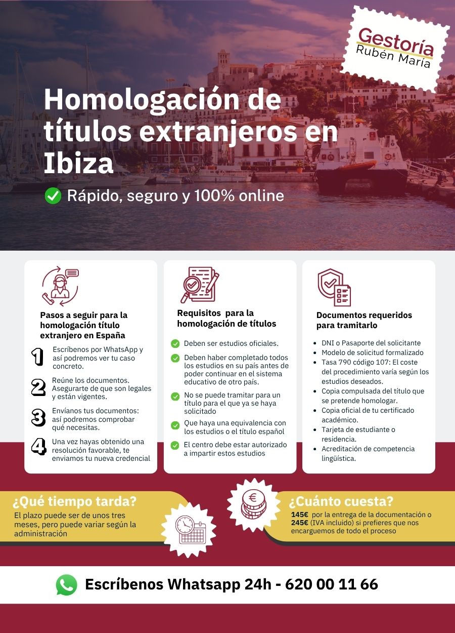 Servicio de homologación de título extranjero en Ibiza por Gestoría Rubén María