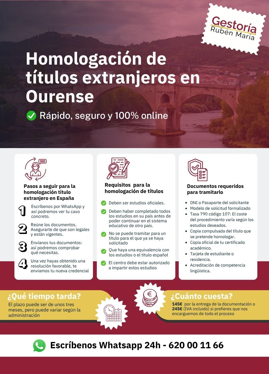 Servicio de homologación de título extranjero en Ourense por Gestoría Rubén María