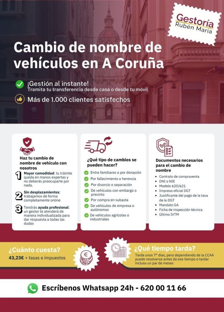 Gestoría especializada en cambio de nombre de vehículo en A Coruña con trámite ágil y seguro
