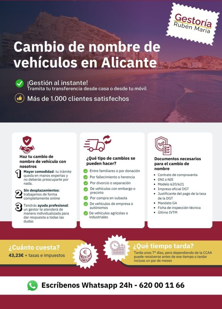 Gestoría especializada en cambio de nombre de vehículo en Alicante con trámite ágil y seguro