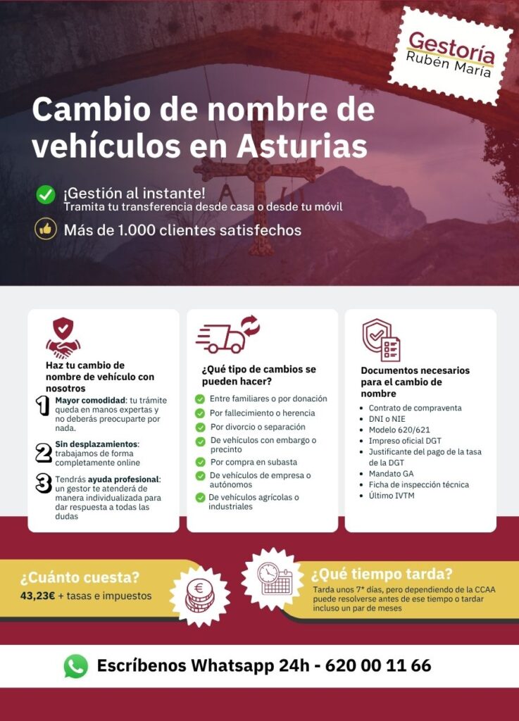 Gestoría especializada en cambio de nombre de vehículo en Asturias con trámite ágil y seguro