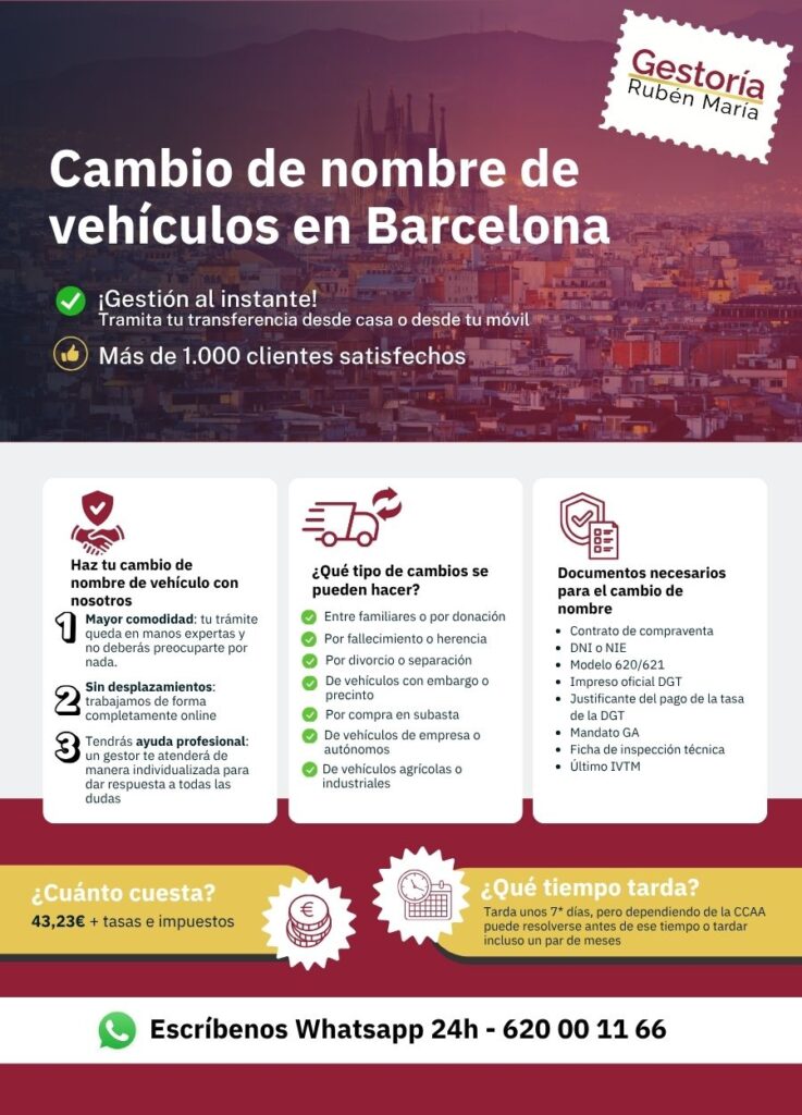Gestoría especializada en cambio de nombre de vehículo en Barcelona con trámite ágil y seguro