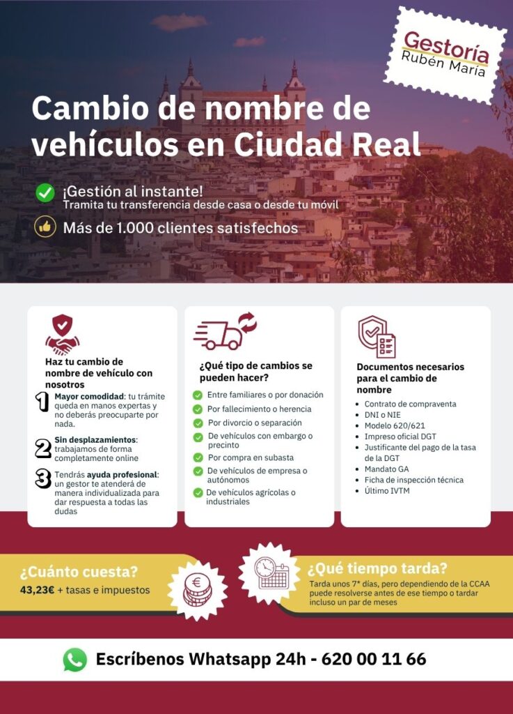 Gestoría especializada en cambio de nombre de vehículo en Ciudad Real con trámite ágil y seguro