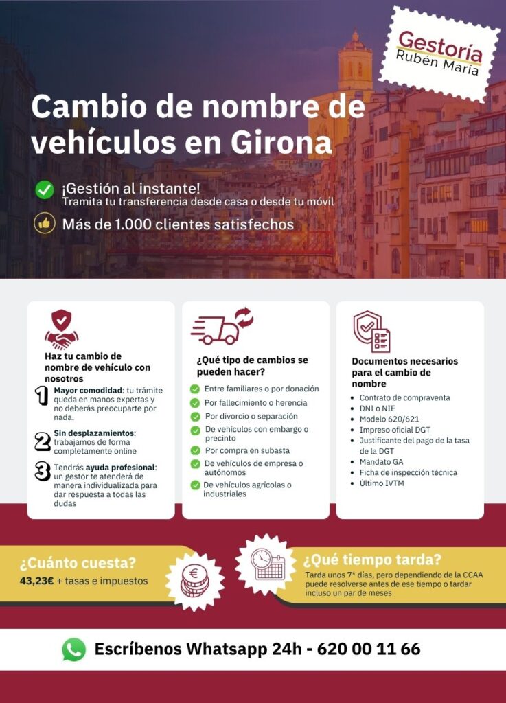 Gestoría especializada en cambio de nombre de vehículo en Girona con trámite ágil y seguro