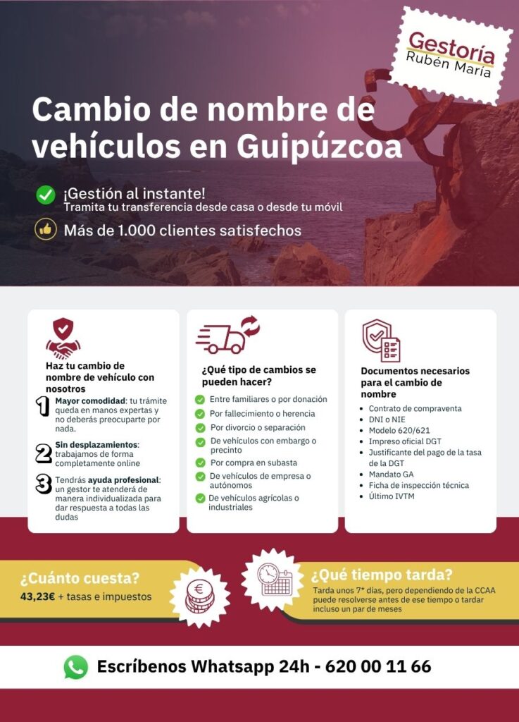 Gestoría especializada en cambio de nombre de vehículo en Guipúzcoa con trámite ágil y seguro