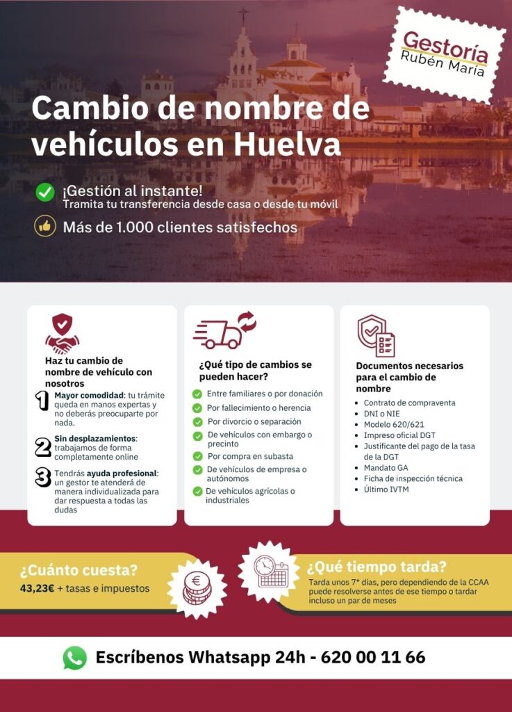 Gestoría especializada en cambio de nombre de vehículo en Huelva con trámite ágil y seguro