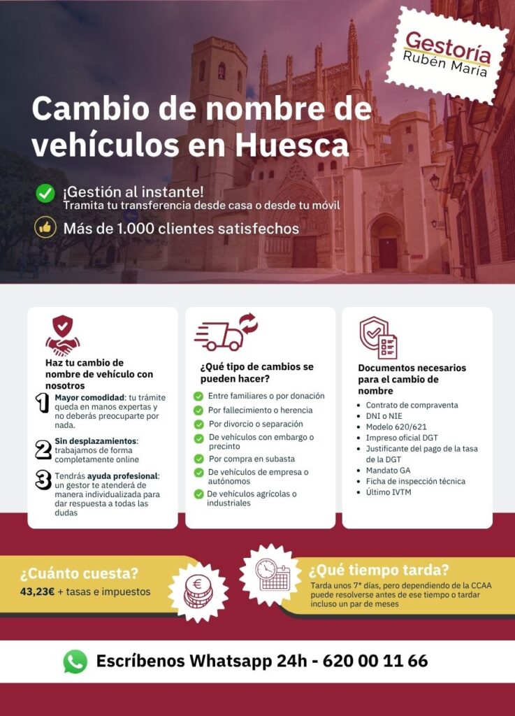 Gestoría especializada en cambio de nombre de vehículo en Huesca con trámite ágil y seguro