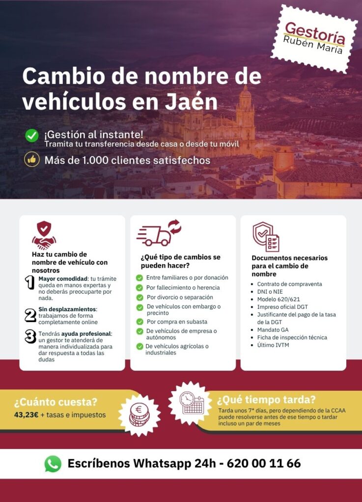 Gestoría especializada en cambio de nombre de vehículo en Jaén con trámite ágil y seguro