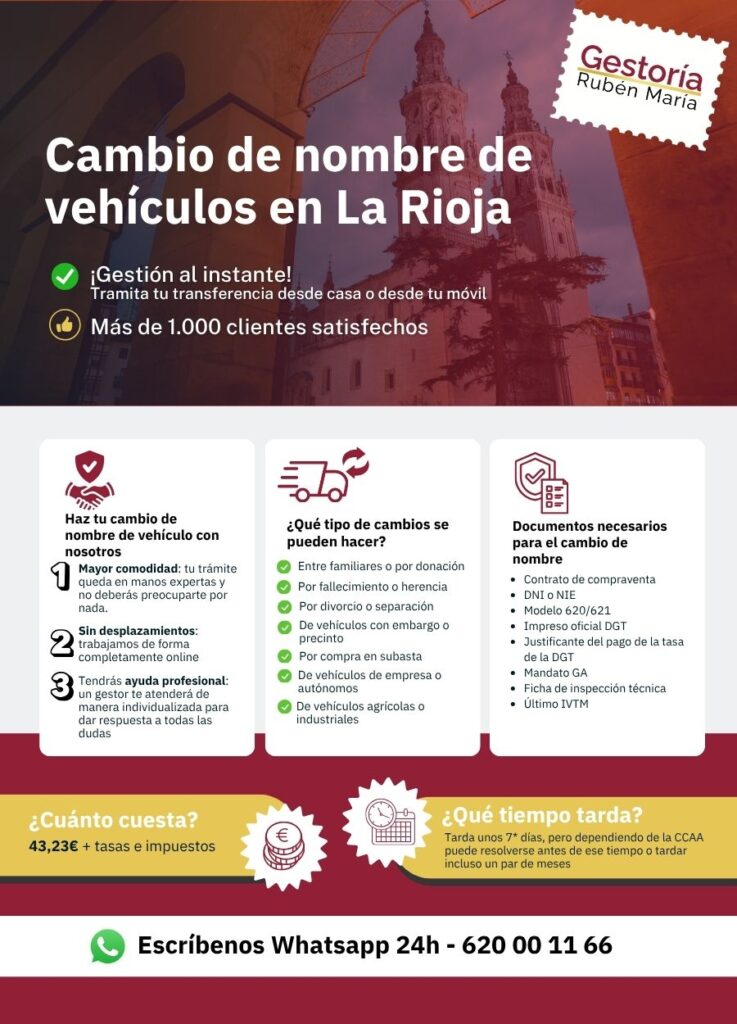 Gestoría especializada en cambio de nombre de vehículo en La Rioja con trámite ágil y seguro
