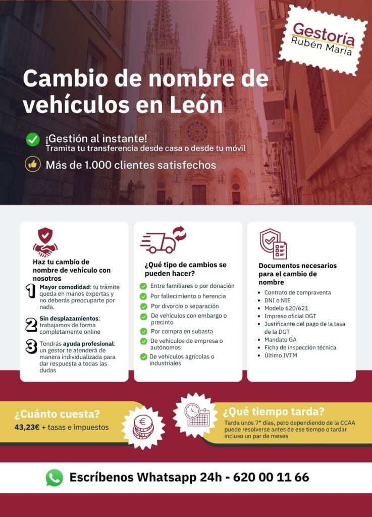 Gestoría especializada en cambio de nombre de vehículo en León con trámite ágil y seguro
