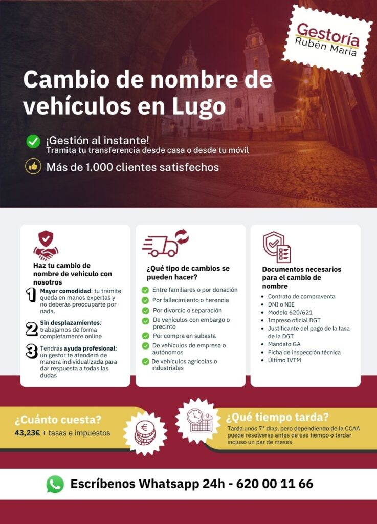 Gestoría especializada en cambio de nombre de vehículo en Lugo con trámite ágil y seguro