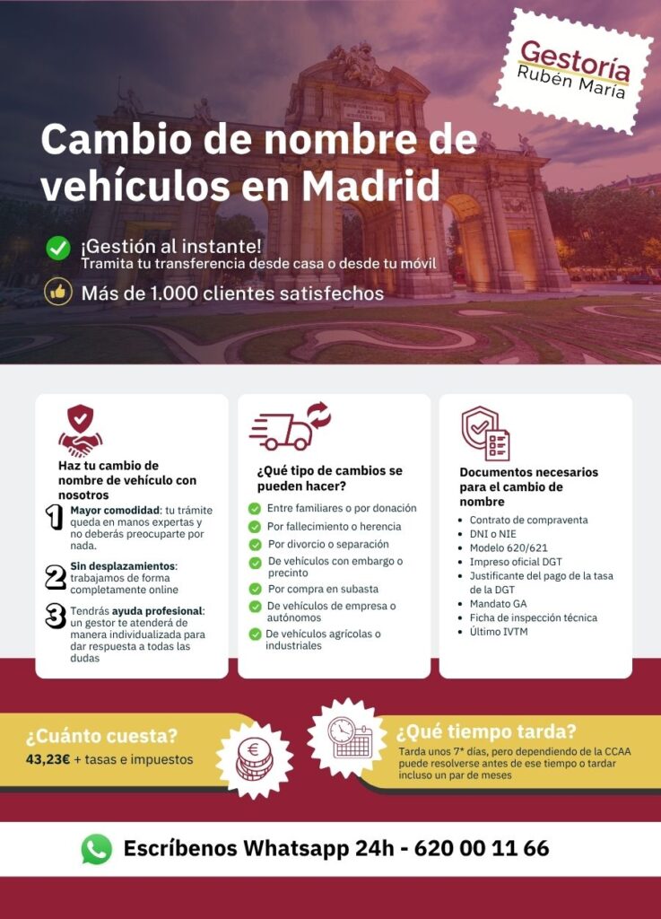 Gestoría especializada en cambio de nombre de vehículo en Madrid con trámite ágil y seguro