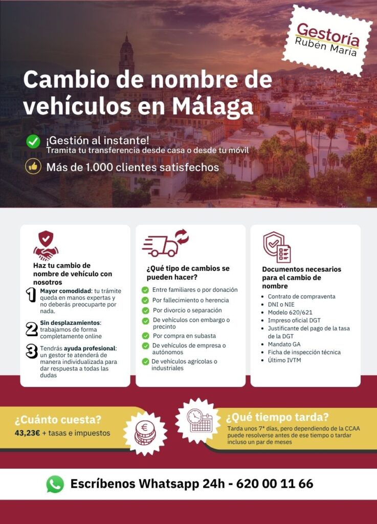 Gestoría especializada en cambio de nombre de vehículo en Málaga con trámite ágil y seguro