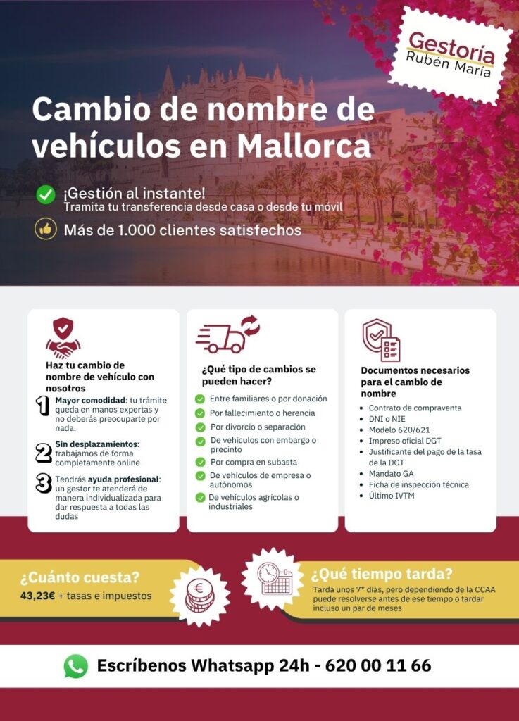 Gestoría especializada en cambio de nombre de vehículo en Mallorca con trámite ágil y seguro