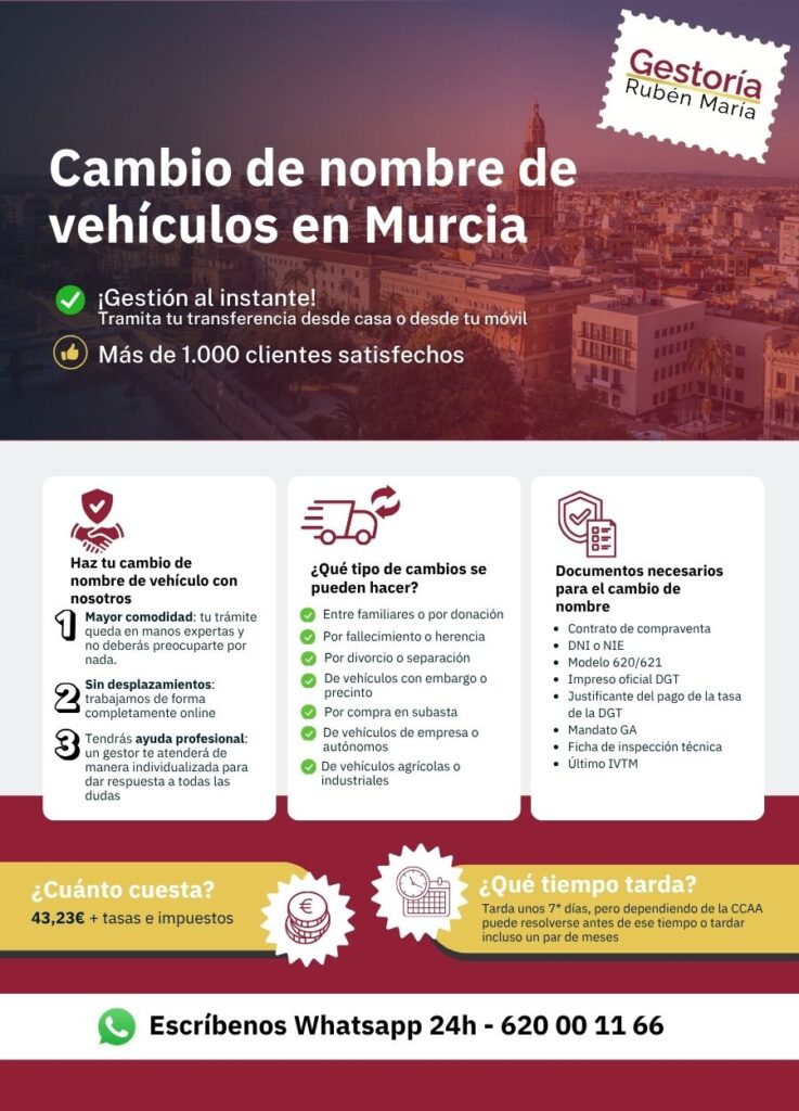 Gestoría especializada en cambio de nombre de vehículo en Murcia con trámite ágil y seguro