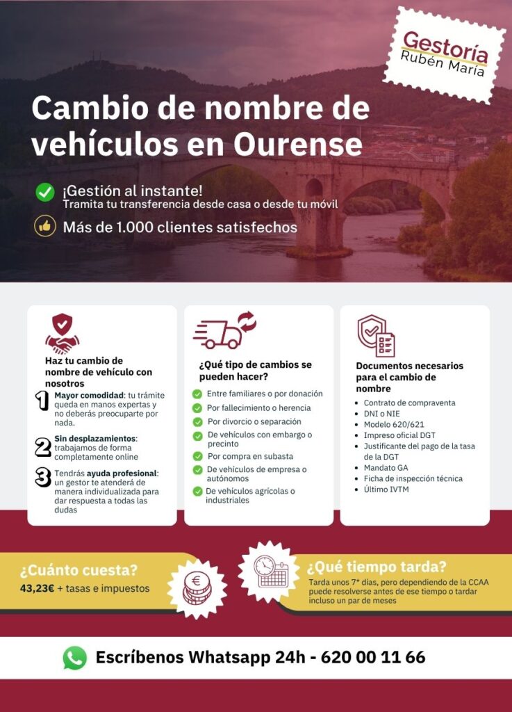 Gestoría especializada en cambio de nombre de vehículo en Ourense con trámite ágil y seguro