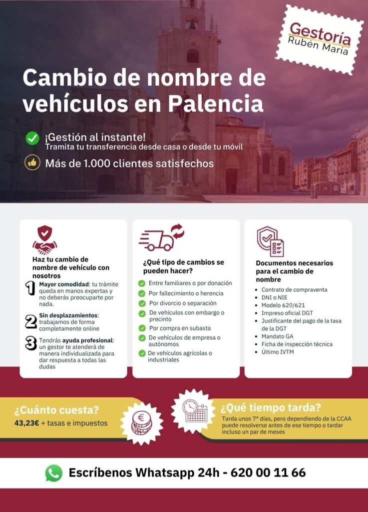 Gestoría especializada en cambio de nombre de vehículo en Palencia con trámite ágil y seguro