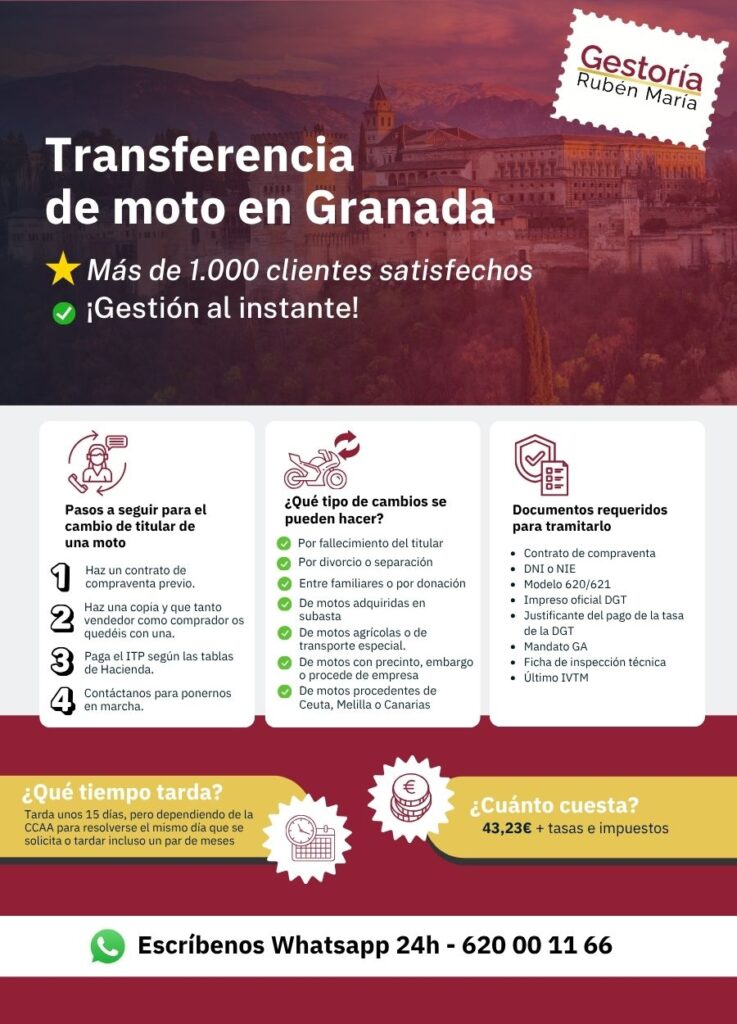 Gestoría para transferencia de motocicleta en Granada con trámite ágil y profesional