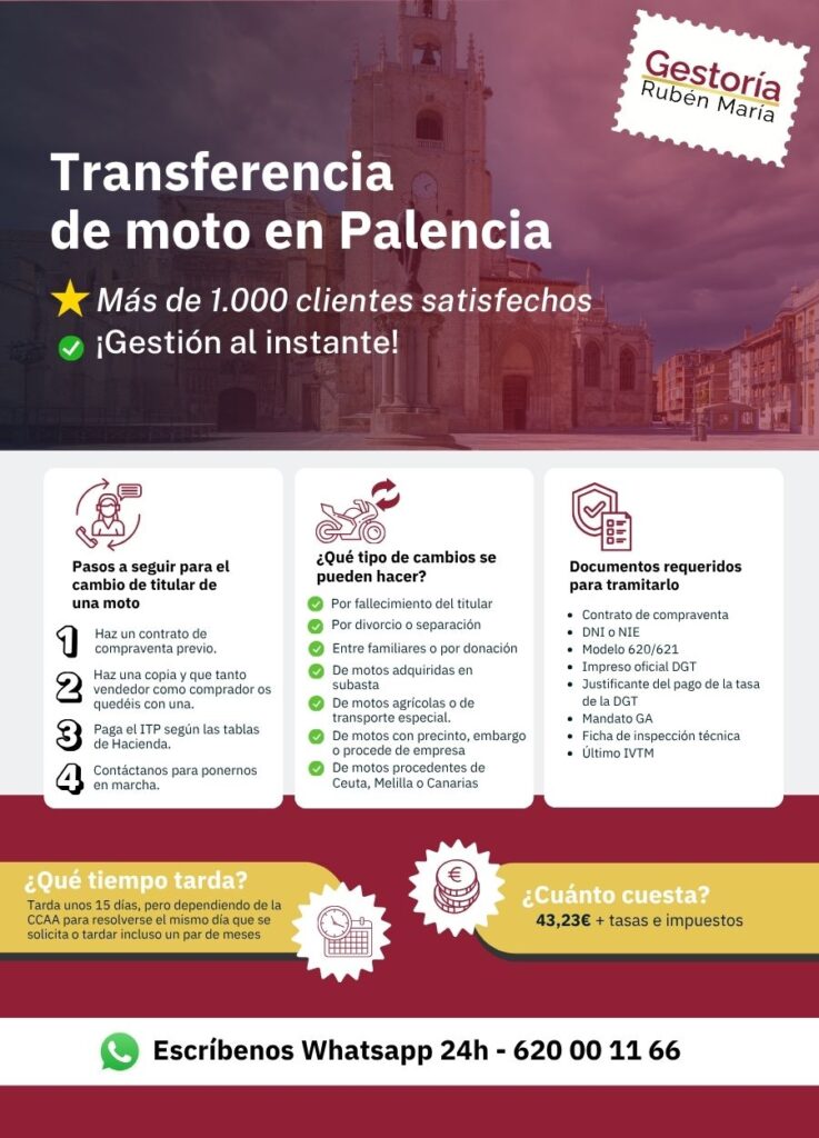 Gestoría para transferencia de motocicleta en Palencia con trámite ágil y profesional