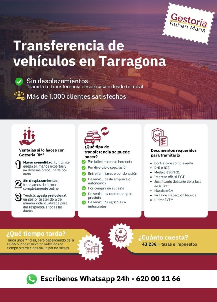 Gestoría para transferencia de vehículos en Tarragona con servicio profesional y ágil